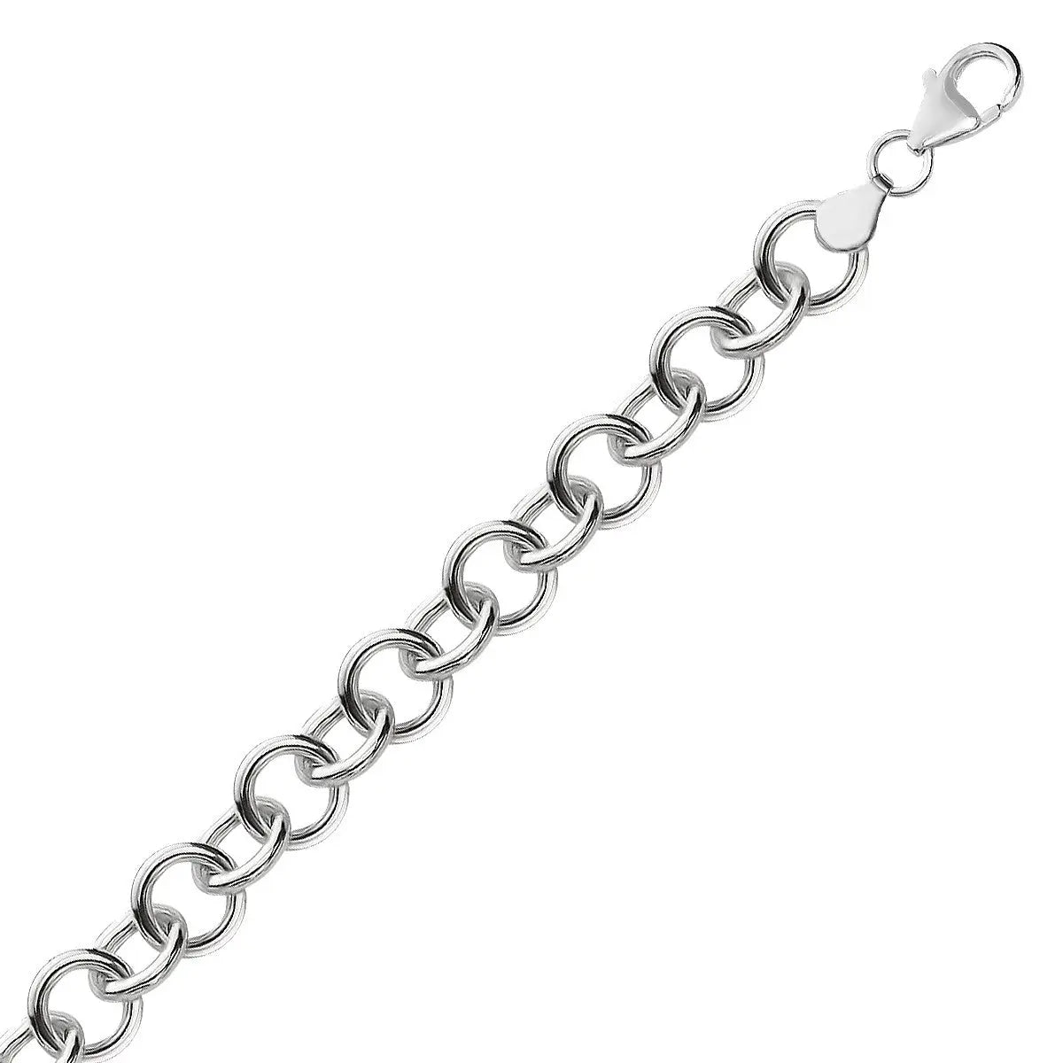 Sterling Silver Rolo Style Polished Charm Bracelet with Rhodium Plating(8.15 mm) RCJ Bracelets  CELESTIA LUXE JEWELLERS