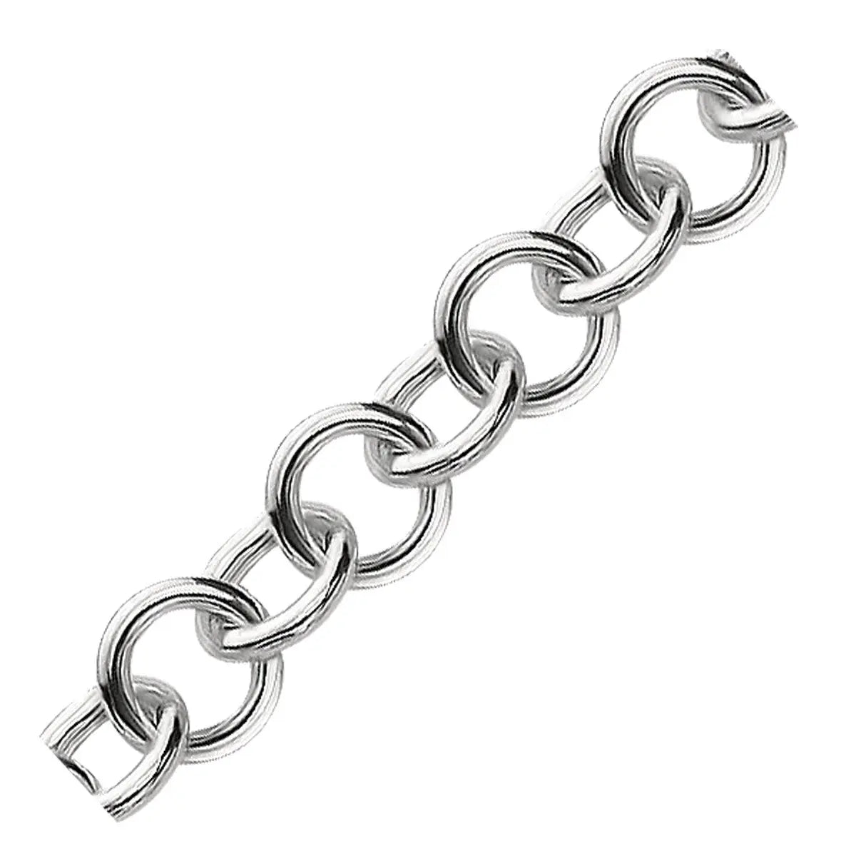 Sterling Silver Rolo Style Polished Charm Bracelet with Rhodium Plating(8.15 mm) RCJ Bracelets  CELESTIA LUXE JEWELLERS