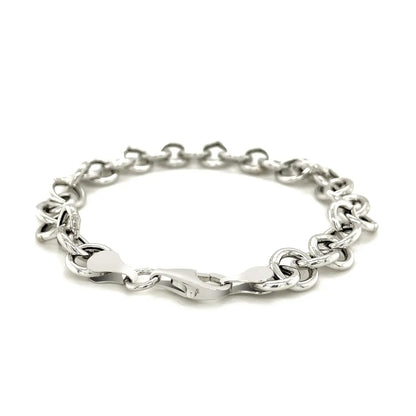 Sterling Silver Rolo Style Polished Charm Bracelet with Rhodium Plating(8.15 mm) RCJ Bracelets  CELESTIA LUXE JEWELLERS