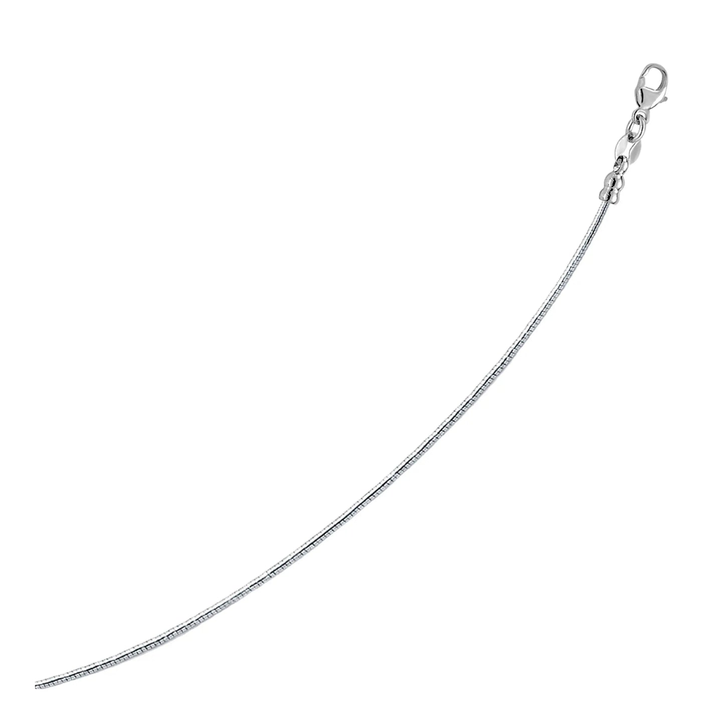 Sterling Silver Round Omega Style Chain Necklace with Rhodium Plating (1.55mm) RCJ Necklaces  CELESTIA LUXE JEWELLERS