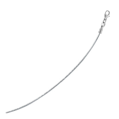 Sterling Silver Round Omega Style Chain Necklace with Rhodium Plating (1.55mm) RCJ Necklaces  CELESTIA LUXE JEWELLERS