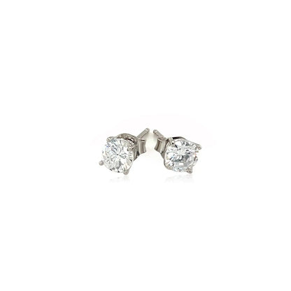 Sterling Silver Stud Earrings with White Hue Faceted Cubic Zirconia(5mm) RCJ Earrings  CELESTIA LUXE JEWELLERS