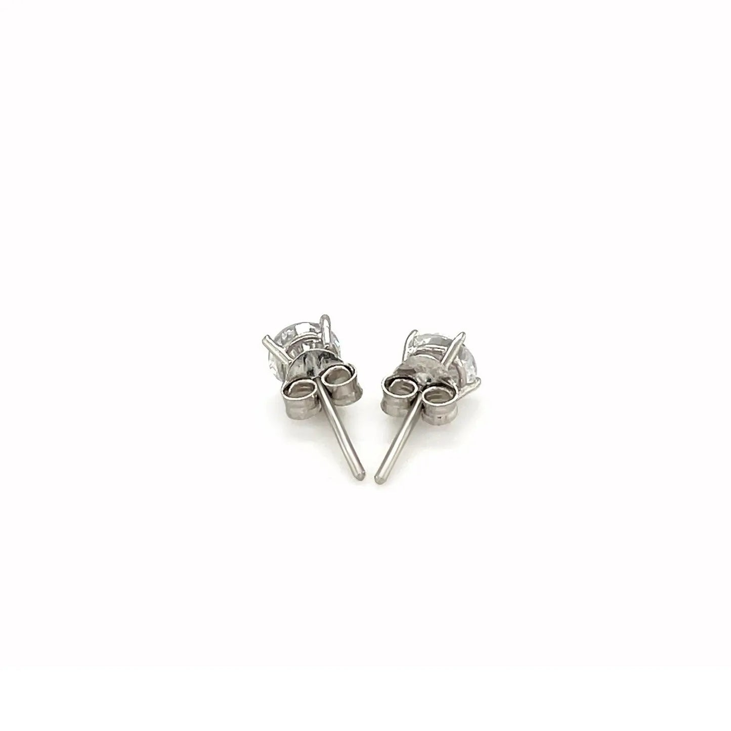 Sterling Silver Stud Earrings with White Hue Faceted Cubic Zirconia(5mm) RCJ Earrings  CELESTIA LUXE JEWELLERS