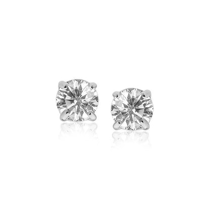 Sterling Silver Stud Earrings with White Hue Faceted Cubic Zirconia(6mm) RCJ Earrings  CELESTIA LUXE JEWELLERS