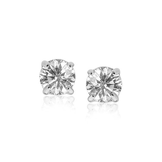 Sterling Silver Stud Earrings with White Hue Faceted Cubic Zirconia(7mm) RCJ Earrings  CELESTIA LUXE JEWELLERS