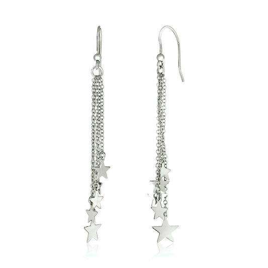 Sterling Silver Tassel Earrings with Polished Stars RCJ Earrings  CELESTIA LUXE JEWELLERS