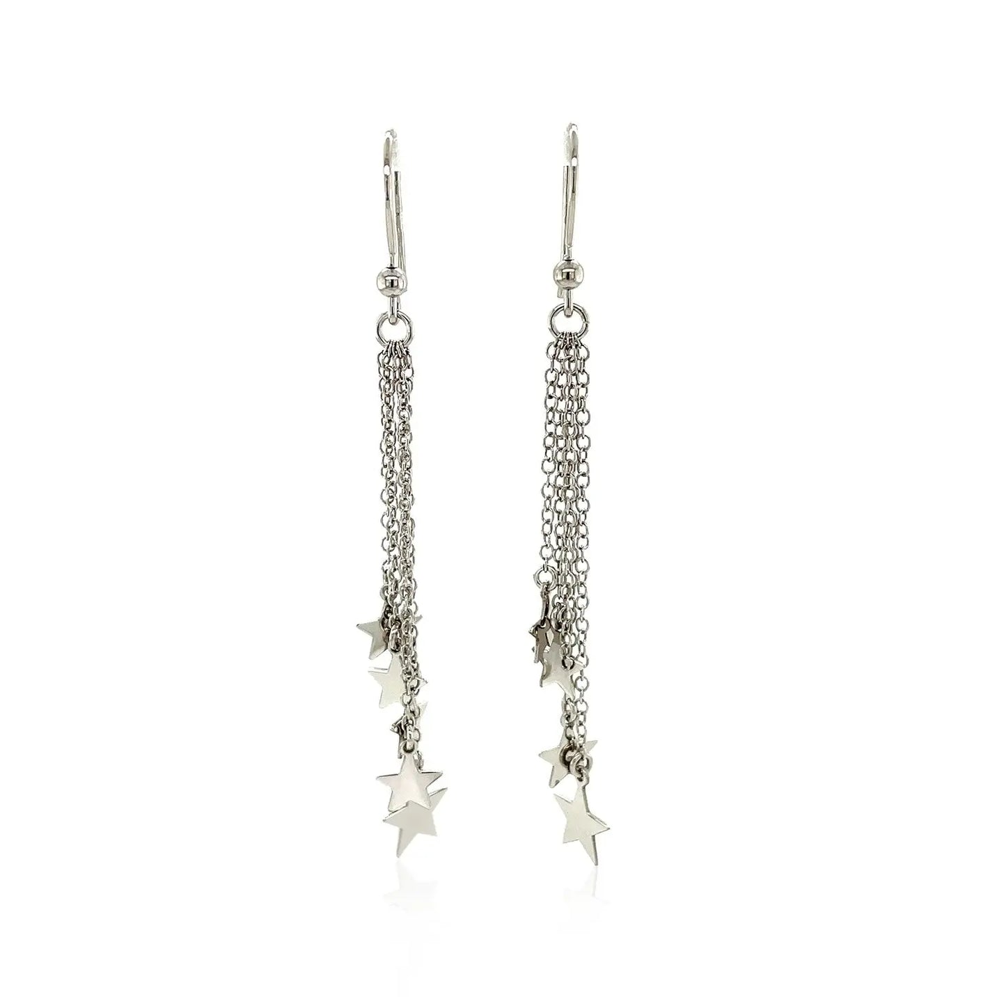 Sterling Silver Tassel Earrings with Polished Stars RCJ Earrings  CELESTIA LUXE JEWELLERS