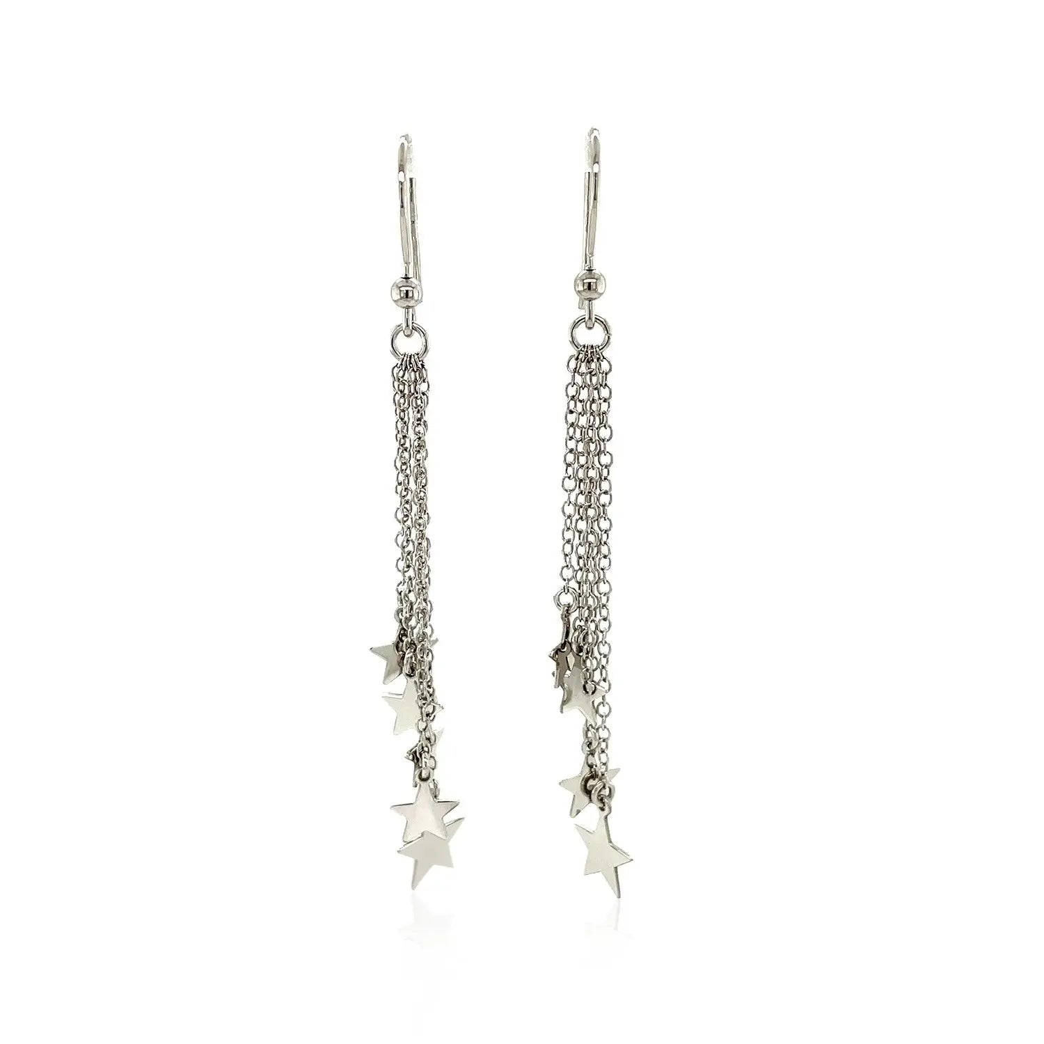 Sterling Silver Tassel Earrings with Polished Stars RCJ Earrings  CELESTIA LUXE JEWELLERS