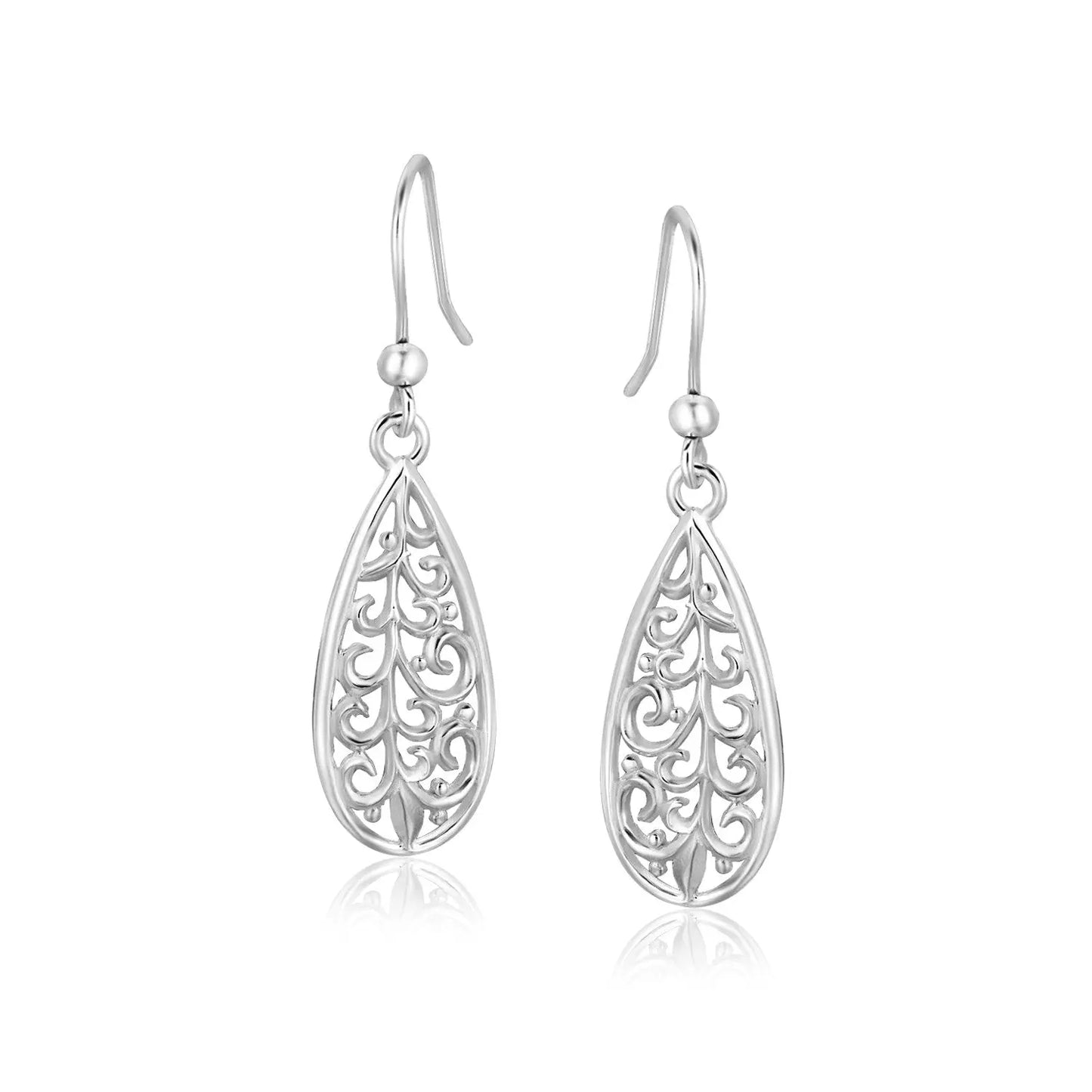 Sterling Silver Teardrop Filigree Style Drop Earrings RCJ Earrings  CELESTIA LUXE JEWELLERS