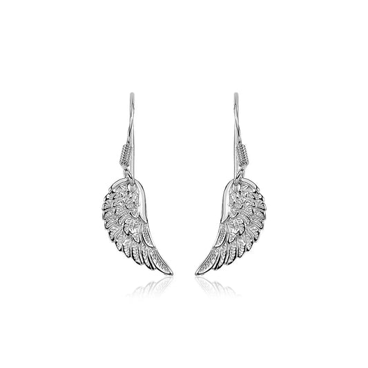 Sterling Silver Textured Angel Wing Earrings RCJ Earrings  CELESTIA LUXE JEWELLERS