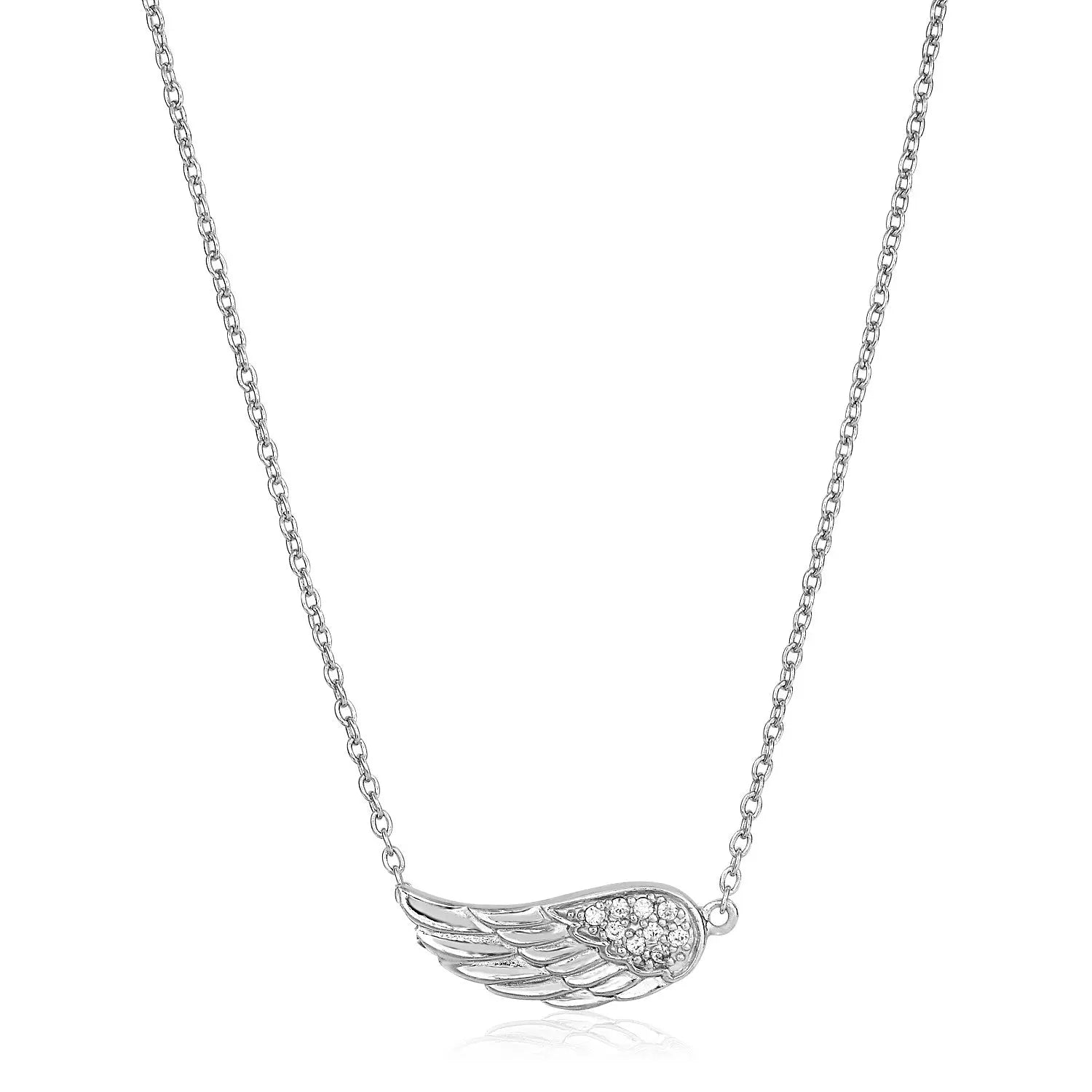 Sterling Silver Textured Angel Wing Necklace RCJ Necklaces  CELESTIA LUXE JEWELLERS