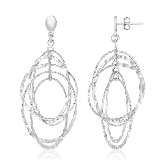 Sterling Silver Textured Oval Dangle Earrings RCJ Earrings  CELESTIA LUXE JEWELLERS