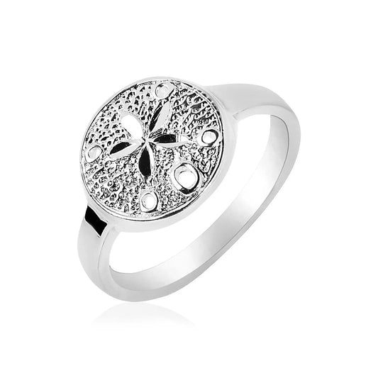 Sterling Silver Textured Sand Dollar Ring(2.50 mm) RCJ Rings  CELESTIA LUXE JEWELLERS