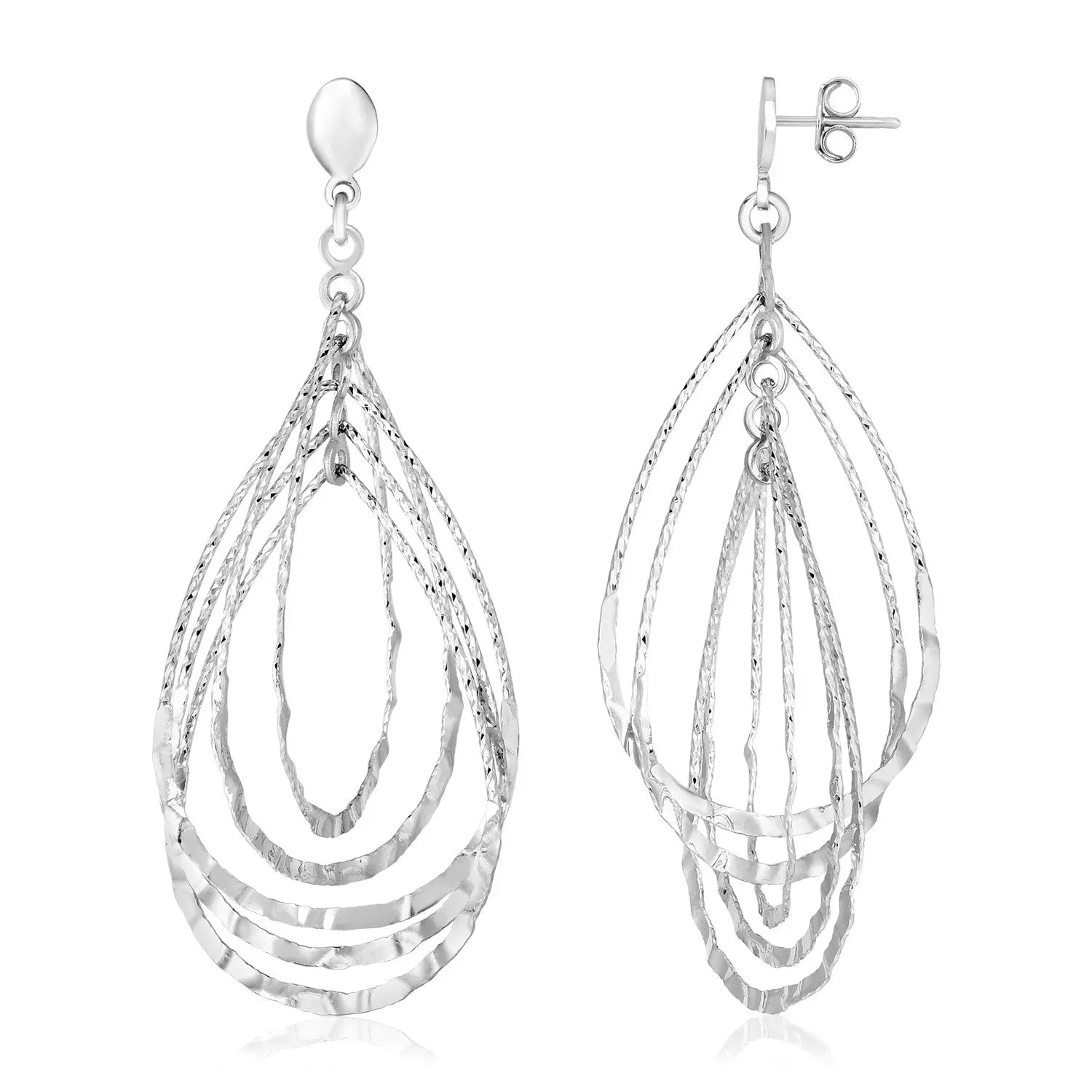 Sterling Silver Textured Teardrop Motif Dangle Earrings RCJ Earrings  CELESTIA LUXE JEWELLERS
