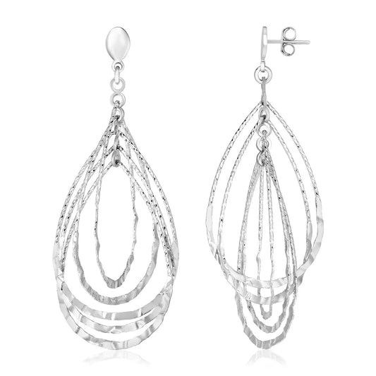 Sterling Silver Textured Teardrop Motif Dangle Earrings RCJ Earrings  CELESTIA LUXE JEWELLERS
