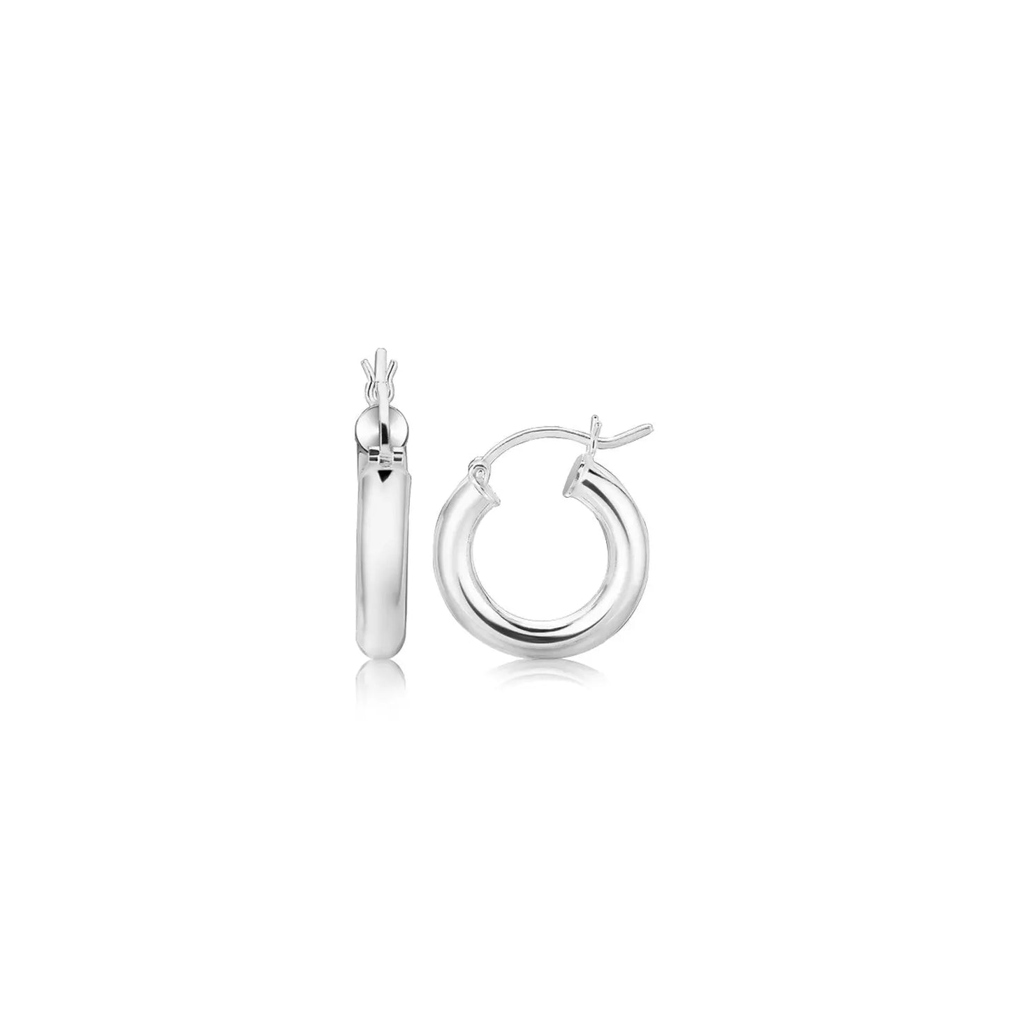 Sterling Silver Thick Polished Hoop Earrings with Rhodium Plating (2x20mm) RCJ Earrings  CELESTIA LUXE JEWELLERS