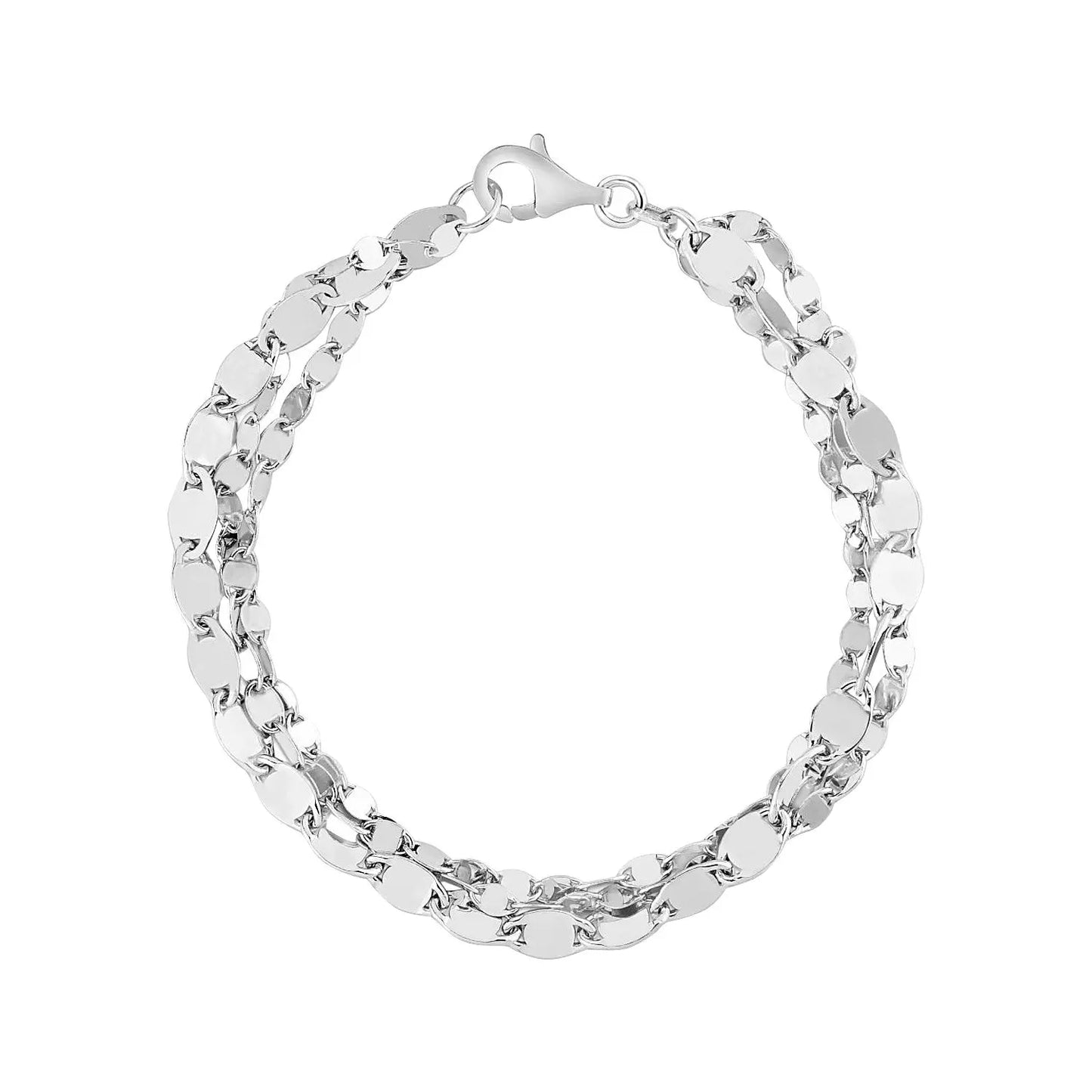 Sterling Silver Three Strand Marina Link Bracelet (4.50 mm) RCJ Bracelets  CELESTIA LUXE JEWELLERS