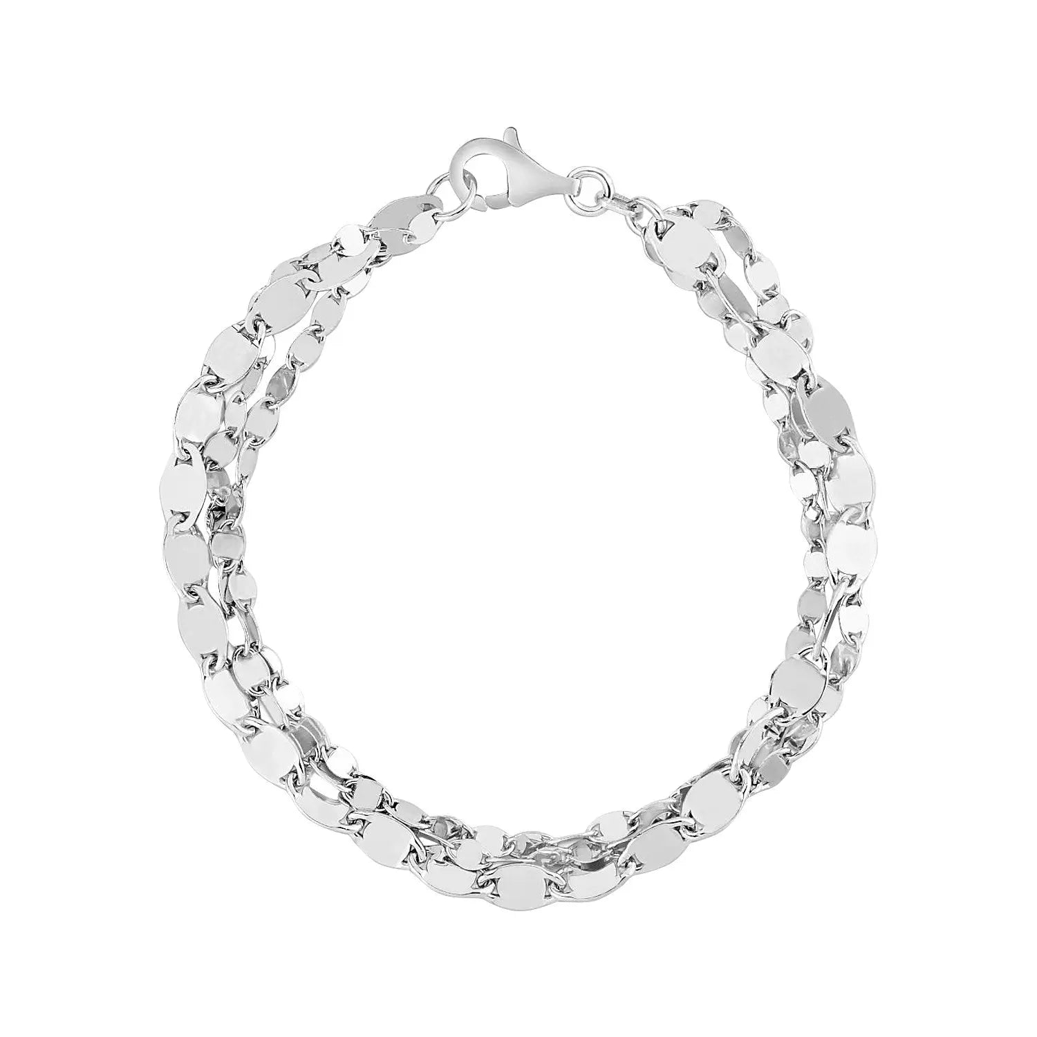 Sterling Silver Three Strand Marina Link Bracelet (4.50 mm) RCJ Bracelets  CELESTIA LUXE JEWELLERS