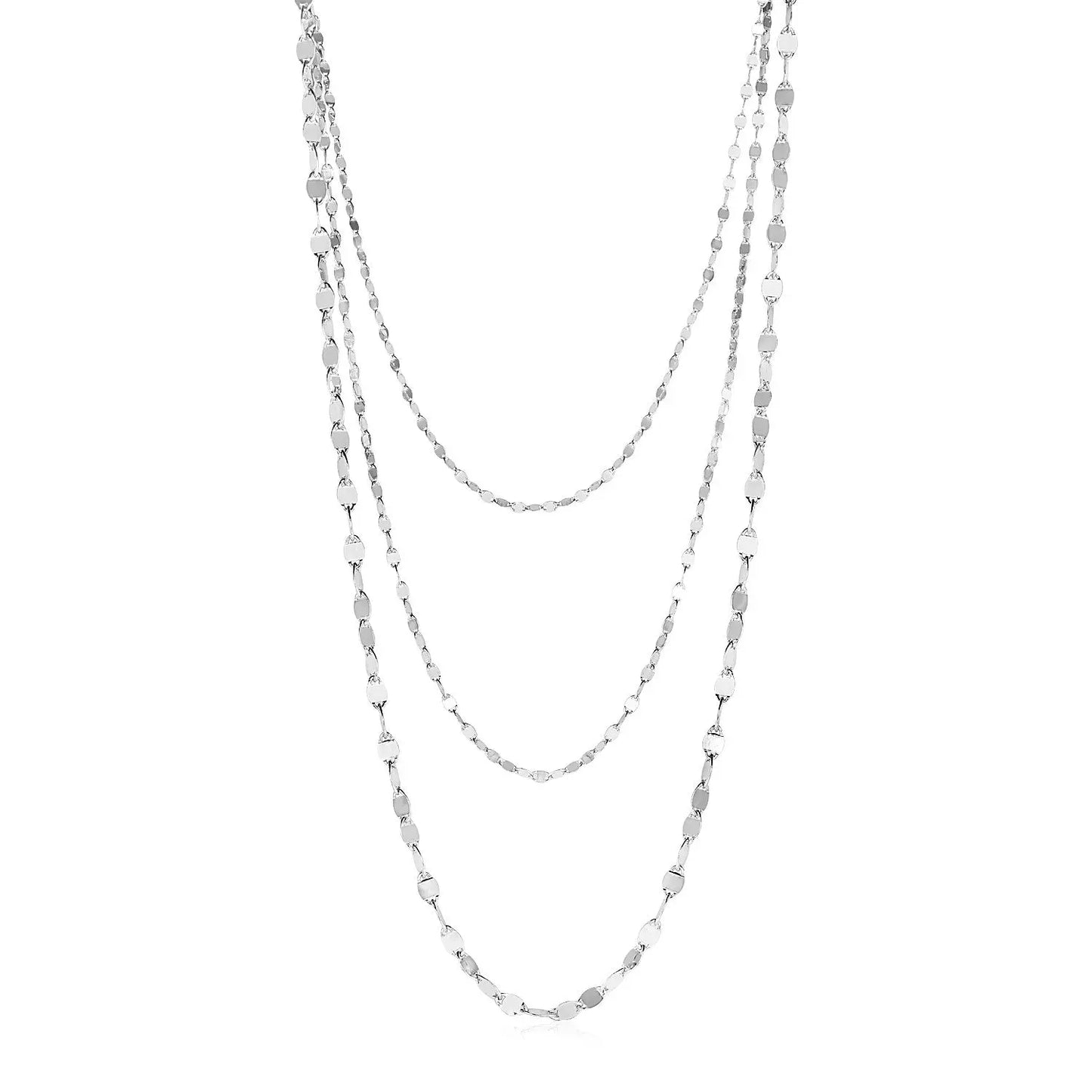 Sterling Silver Three Strand Marina Link Necklace RCJ Necklaces  CELESTIA LUXE JEWELLERS