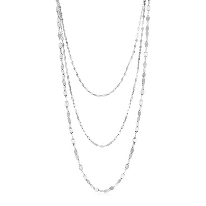 Sterling Silver Three Strand Marina Link Necklace RCJ Necklaces  CELESTIA LUXE JEWELLERS