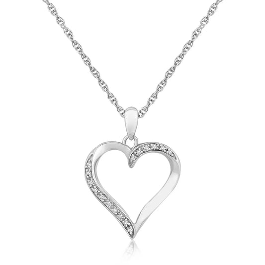 Sterling Silver Twisted Open Heart Diamond Accented Pendant (.04 cttw) RCJ Pendants  CELESTIA LUXE JEWELLERS