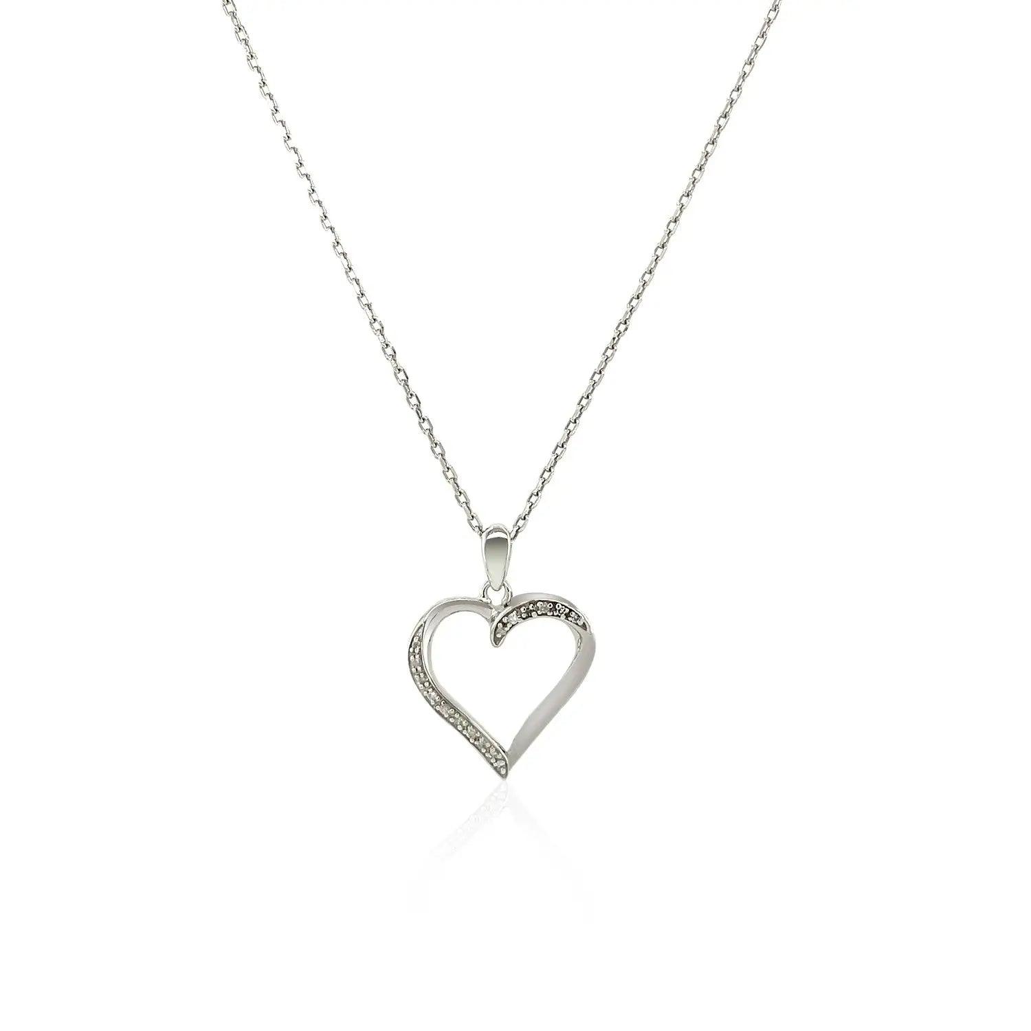 Sterling Silver Twisted Open Heart Diamond Accented Pendant (.04 cttw) RCJ Pendants  CELESTIA LUXE JEWELLERS