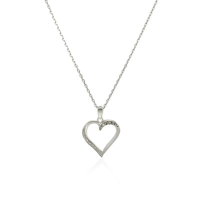 Sterling Silver Twisted Open Heart Diamond Accented Pendant (.04 cttw) RCJ Pendants  CELESTIA LUXE JEWELLERS