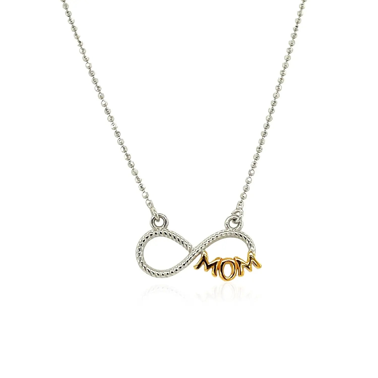 Sterling Silver Two Toned Mom Necklace with Cubic Zirconias RCJ Necklaces  CELESTIA LUXE JEWELLERS