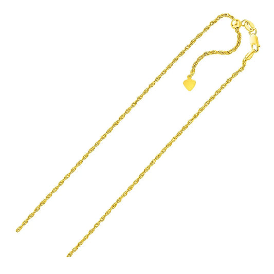 Sterling Silver in Yellow Finish 1.5mm Adjustable Rope Chain (1.50 mm) RCJ Chains  CELESTIA LUXE JEWELLERS