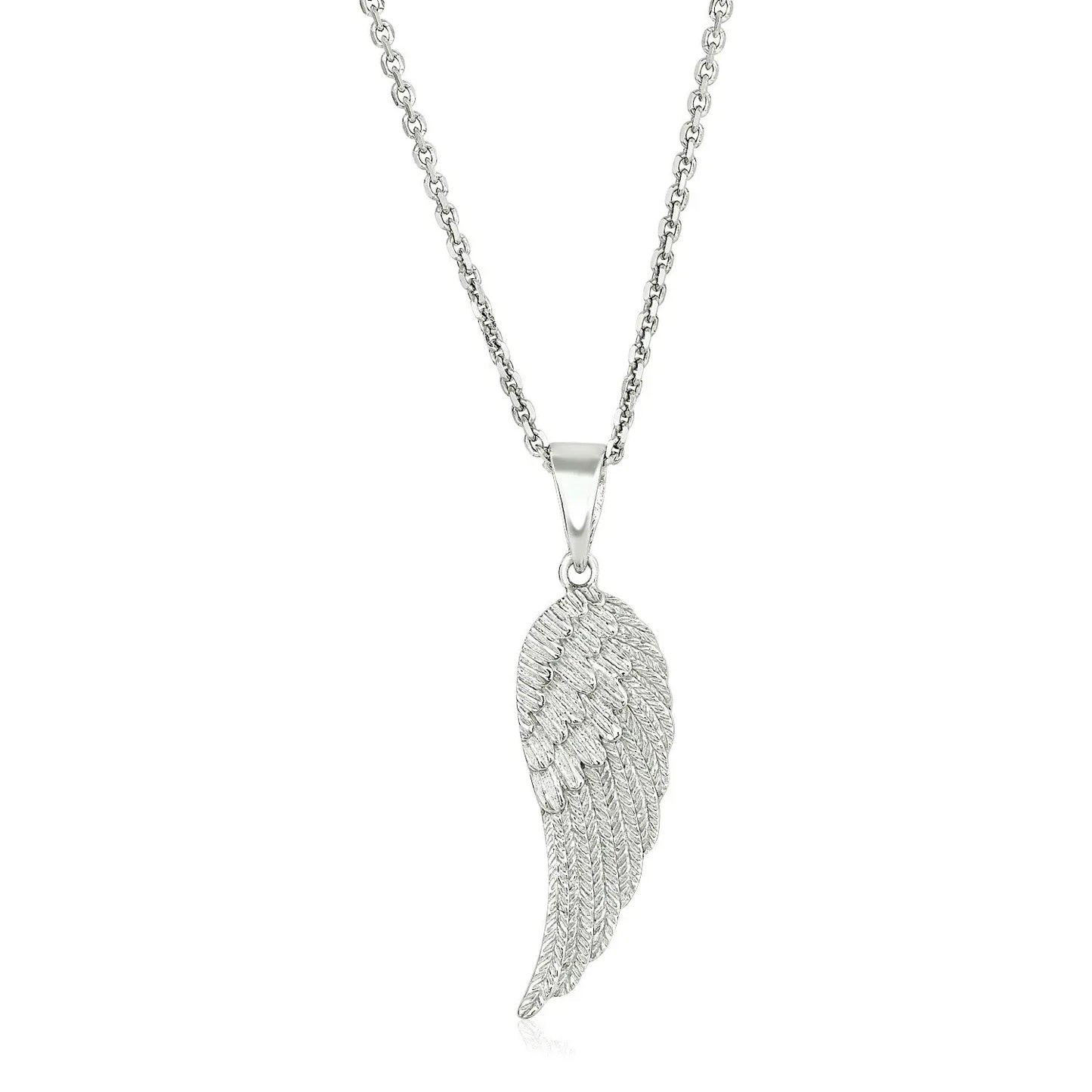 Sterling Silver with Large Textured Angel Wing Pendant RCJ Pendants  CELESTIA LUXE JEWELLERS