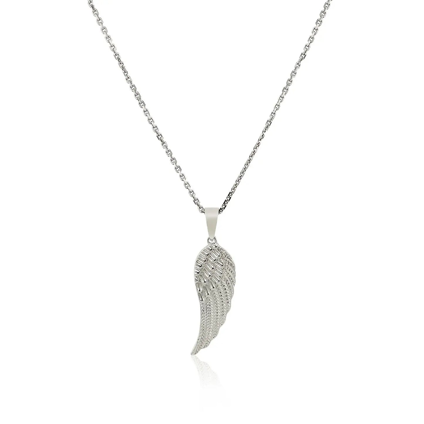 Sterling Silver with Large Textured Angel Wing Pendant RCJ Pendants  CELESTIA LUXE JEWELLERS