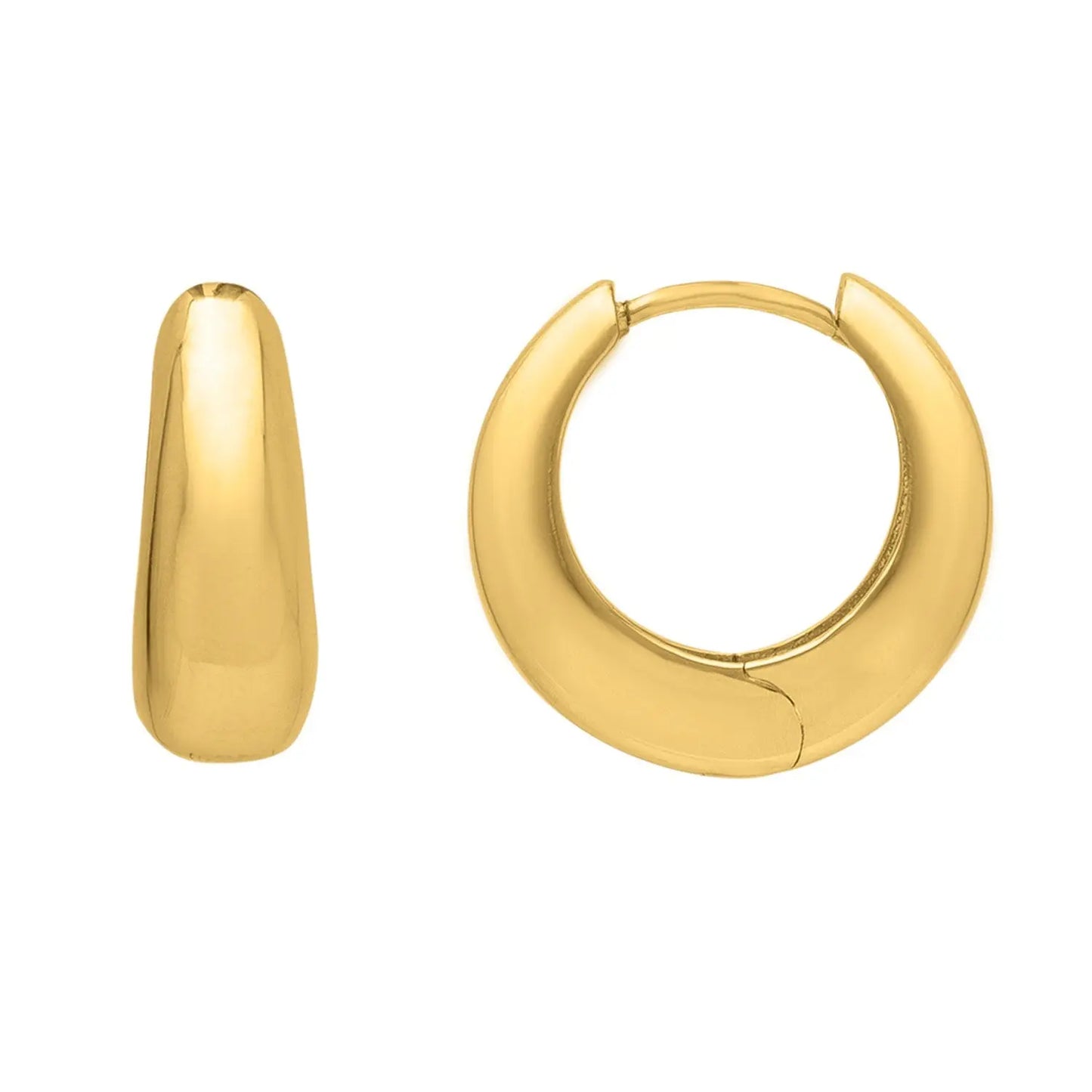 Tapered Huggie Hoop Earrings in 14K Yellow Gold RCJ Earrings  CELESTIA LUXE JEWELLERS