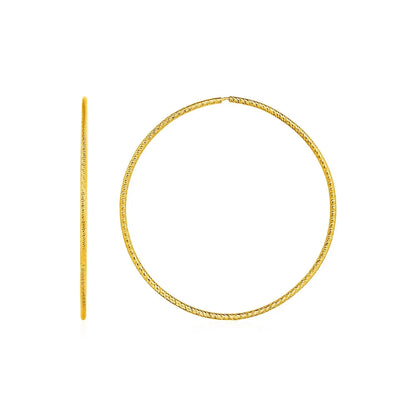 Textured Endless Hoop Earrings in 14k Yellow Gold(1.2x40mm) RCJ Earrings  CELESTIA LUXE JEWELLERS