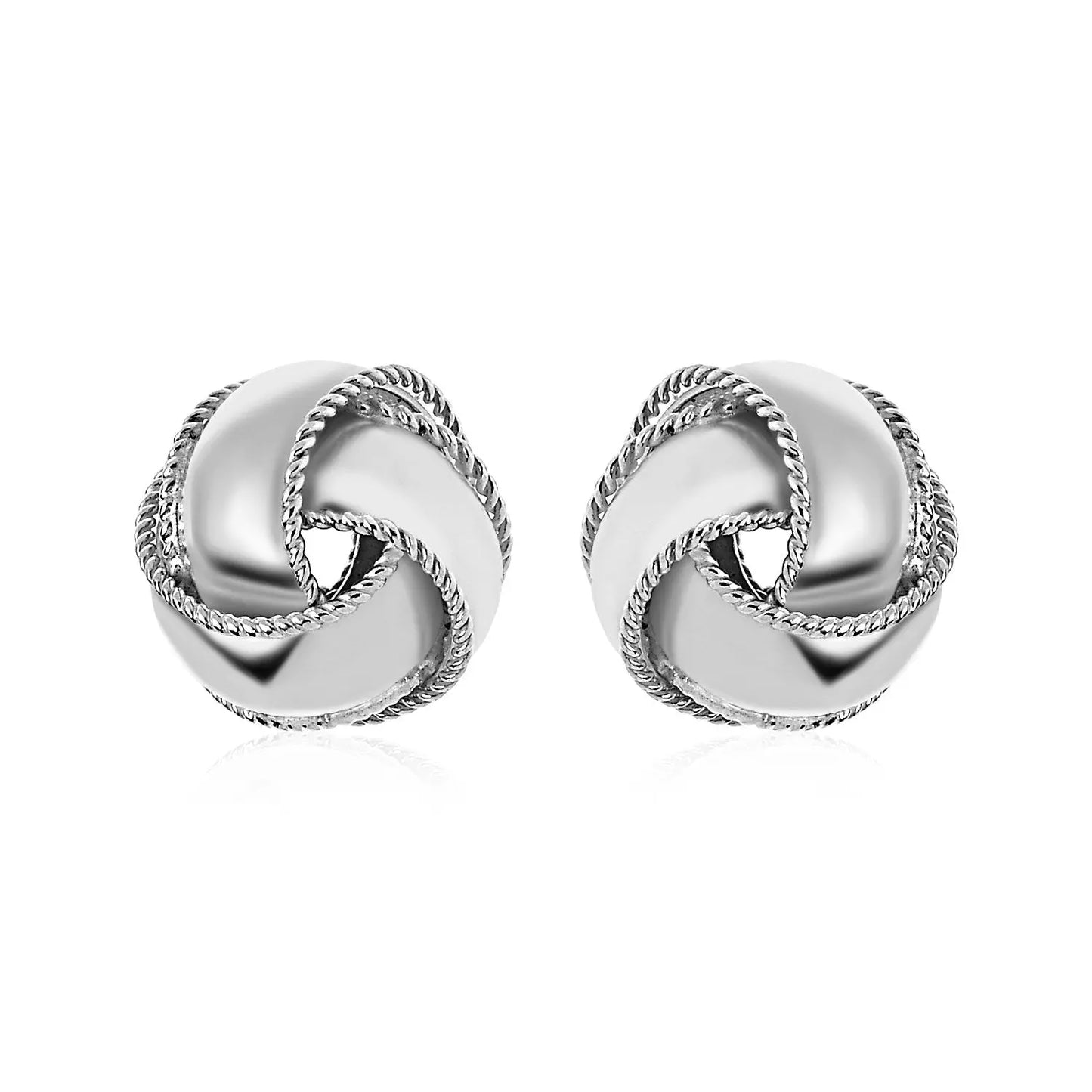 Textured and Polished Love Knot Earrings in Sterling Silver(13mm) RCJ Earrings  CELESTIA LUXE JEWELLERS