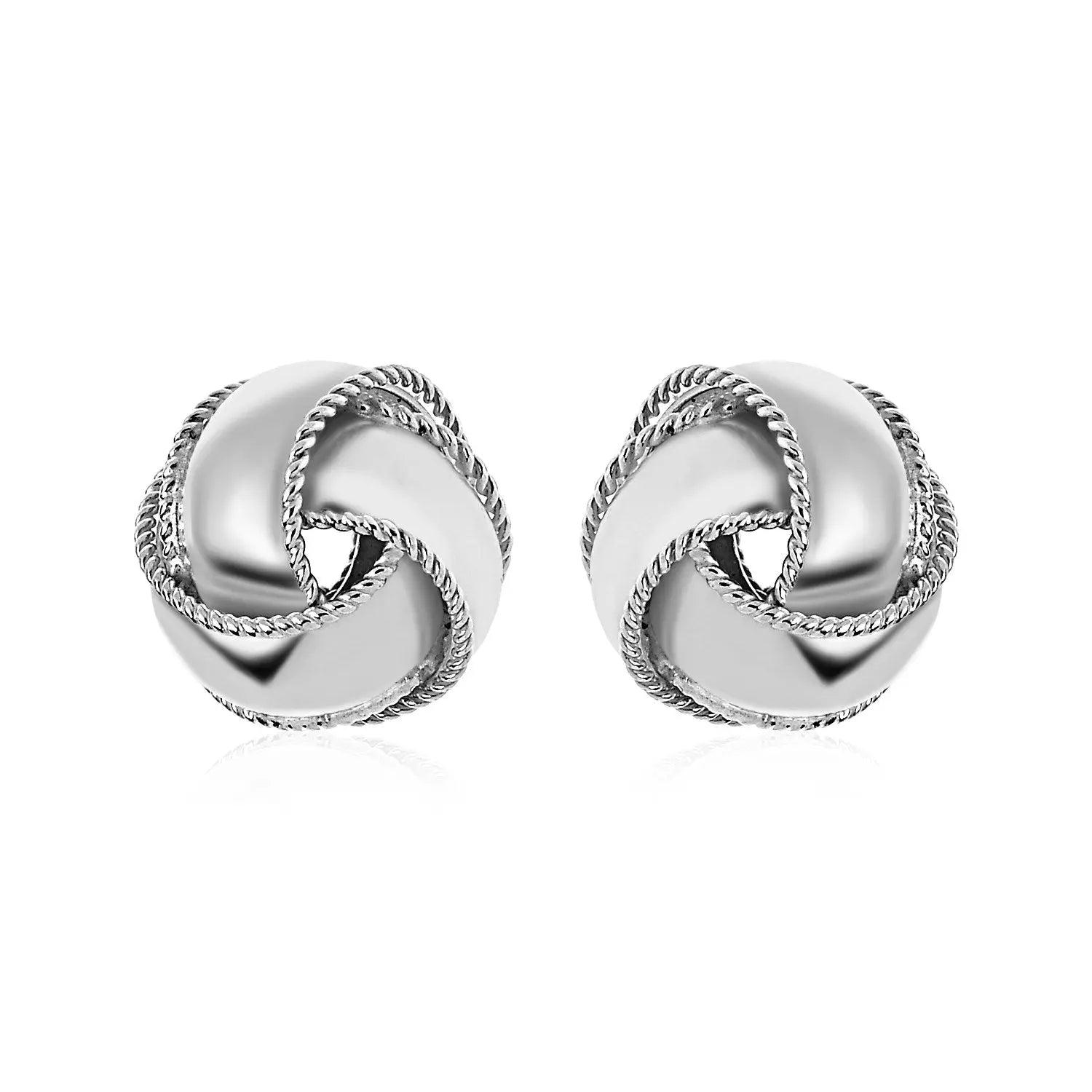 Textured and Polished Love Knot Earrings in Sterling Silver(13mm) RCJ Earrings  CELESTIA LUXE JEWELLERS