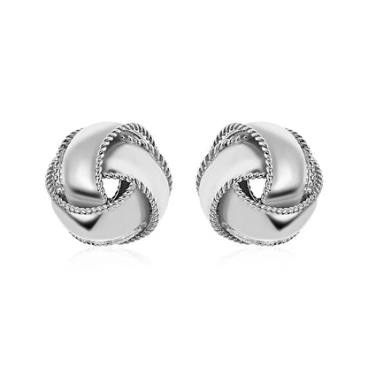 Textured and Polished Love Knot Earrings in Sterling Silver(13mm) RCJ Earrings  CELESTIA LUXE JEWELLERS
