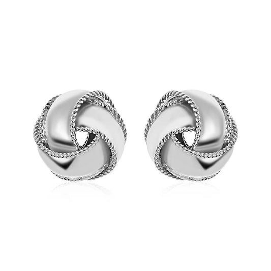 Textured and Polished Love Knot Earrings in Sterling Silver(13mm) RCJ Earrings  CELESTIA LUXE JEWELLERS