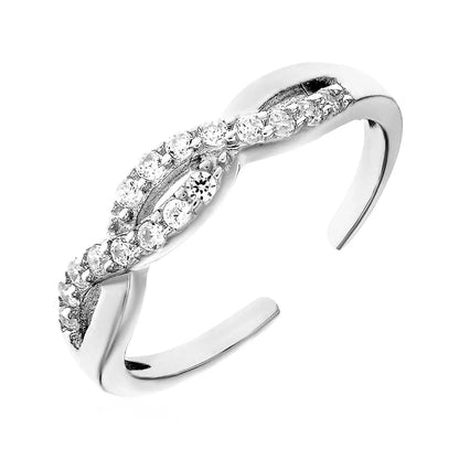 Toe Ring with Intertwined Cubic Zirconia in Sterling Silver RCJ Toe Rings  CELESTIA LUXE JEWELLERS