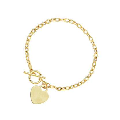 Toggle Bracelet with Heart Charm in 14k Yellow Gold (4.80 mm) RCJ Bracelets  CELESTIA LUXE JEWELLERS