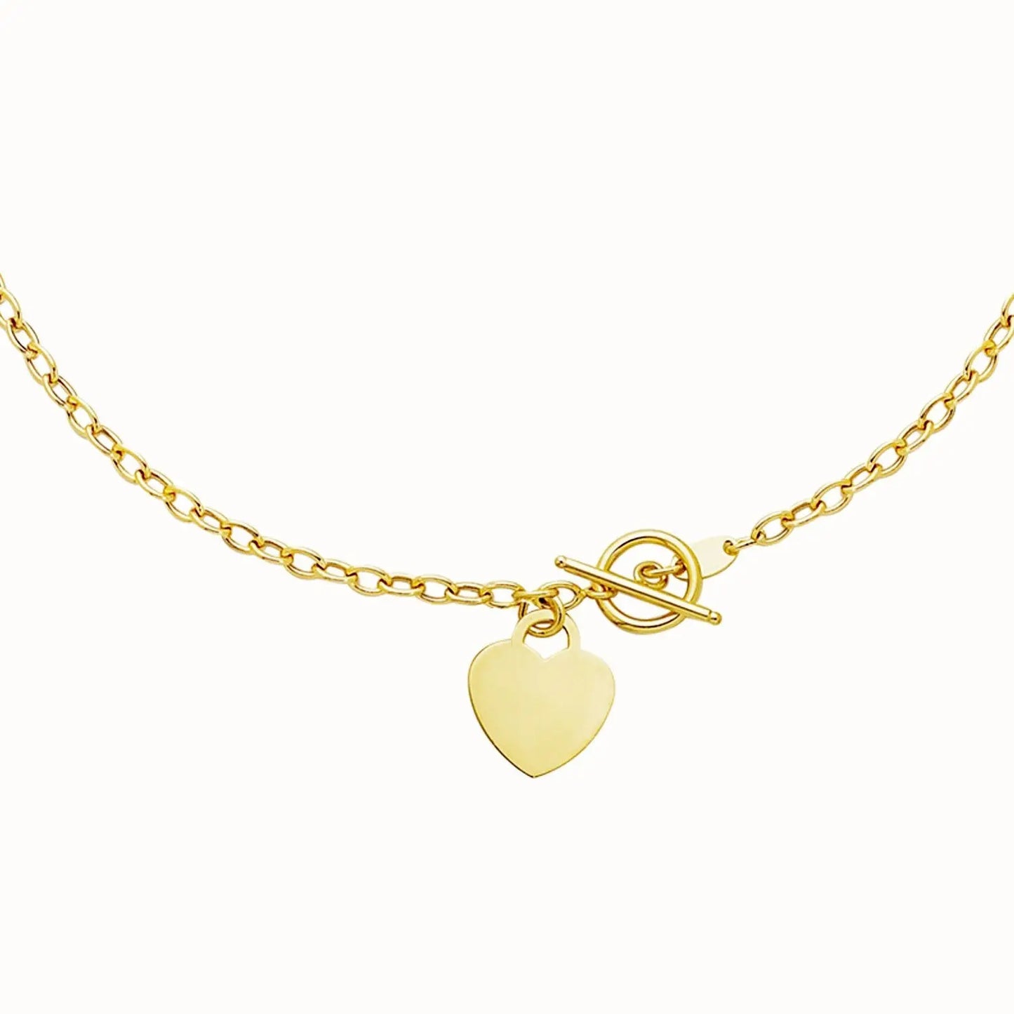 Toggle Bracelet with Heart Charm in 14k Yellow Gold (4.80 mm) RCJ Bracelets  CELESTIA LUXE JEWELLERS
