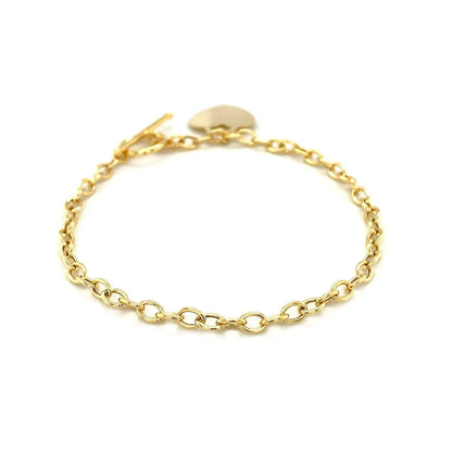 Toggle Bracelet with Heart Charm in 14k Yellow Gold (4.80 mm) RCJ Bracelets  CELESTIA LUXE JEWELLERS