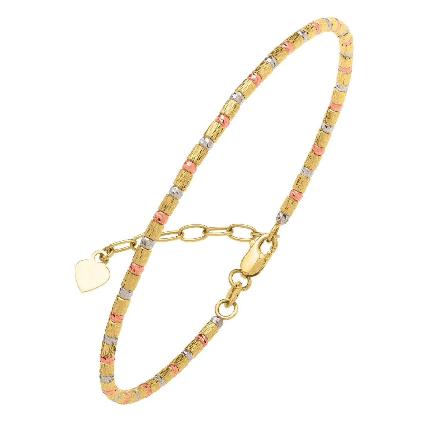 Tri Color Diamond Cut Bead Bracelet in 14K Gold RCJ Bracelets  CELESTIA LUXE JEWELLERS