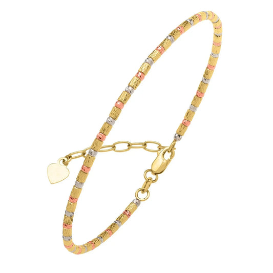 Tri Color Diamond Cut Bead Bracelet in 14K Gold RCJ Bracelets  CELESTIA LUXE JEWELLERS