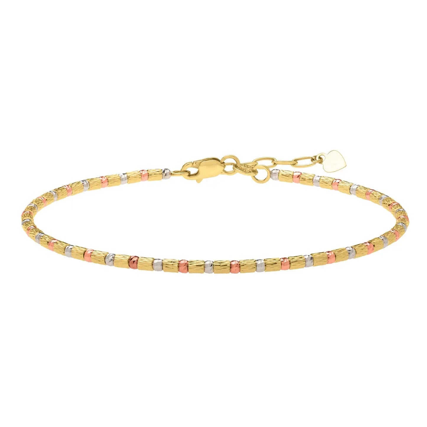 Tri Color Diamond Cut Bead Bracelet in 14K Gold RCJ Bracelets  CELESTIA LUXE JEWELLERS