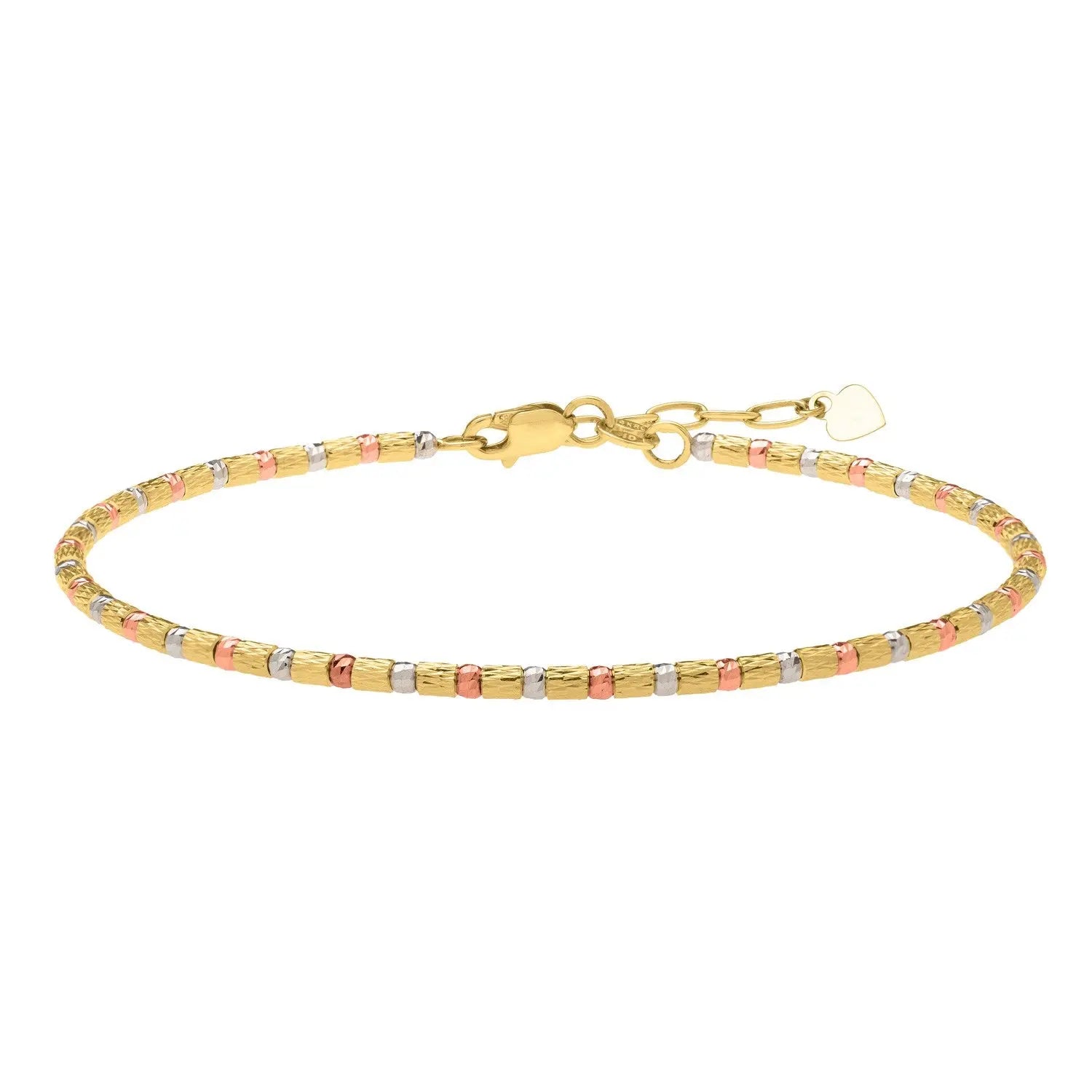 Tri Color Diamond Cut Bead Bracelet in 14K Gold RCJ Bracelets  CELESTIA LUXE JEWELLERS