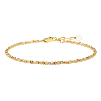 Tri Color Diamond Cut Bead Bracelet in 14K Gold RCJ Bracelets  CELESTIA LUXE JEWELLERS