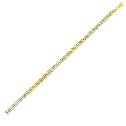 Triple Strand Rope Chain Bracelet in 10k Two Tone Gold (6.35 mm) RCJ Bracelets  CELESTIA LUXE JEWELLERS