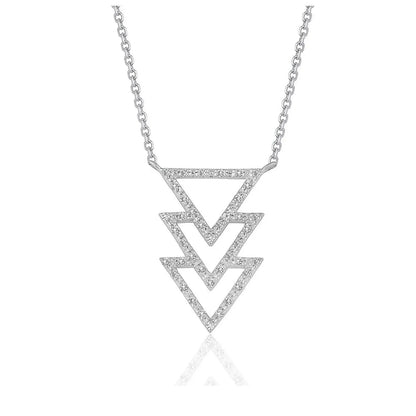 Triple Triangle Pendant with Diamonds in 14k White Gold (1/5 cttw) RCJ Necklaces  CELESTIA LUXE JEWELLERS