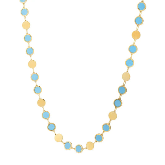 Turquoise Composite Gem Alternating Necklace in 14K Yellow Gold (5.00 mm) RCJ Necklaces  CELESTIA LUXE JEWELLERS