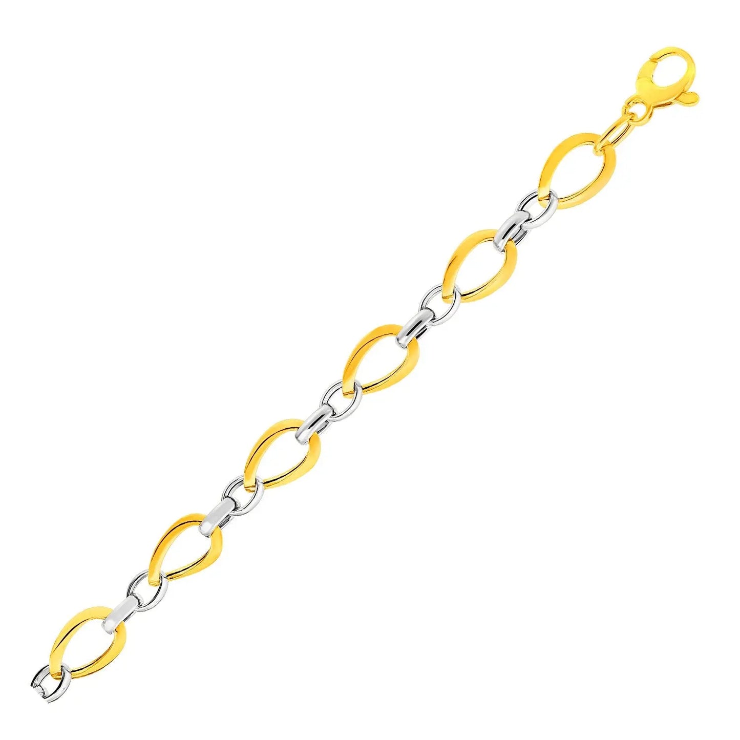 Twisted Oval Chain Bracelet in 14k Two Tone Gold (7.40 mm) RCJ Bracelets  CELESTIA LUXE JEWELLERS